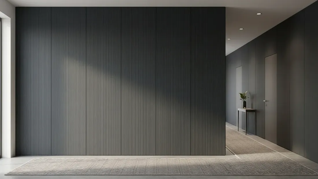 STRAMA schwer entflammbare Paneele · Hotelflur im Dekor Black 3D V (Visualisierung)